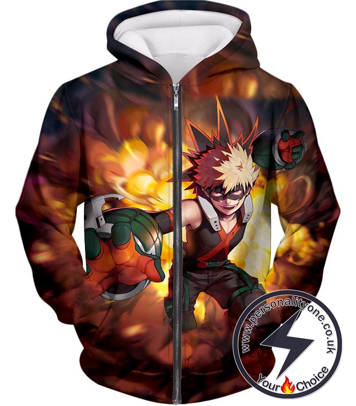 My Hero Academia Explosion Quirk Katsuki Bakugo Zip Up Hoodie